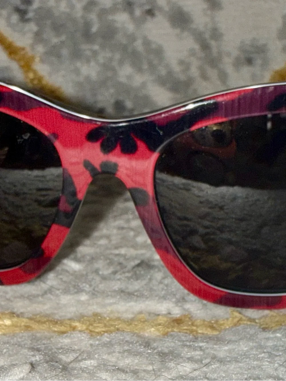 Valentino Sunglasses with Red and Black Patterned Temples
